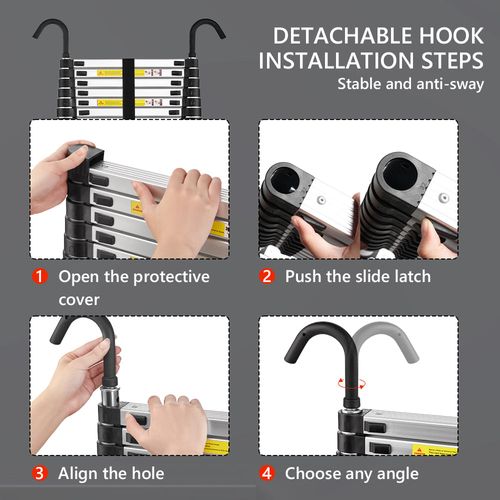 Échelle Télescopique Pliante En Aluminium De 3,2 Mètres, Capacité De Charge Maximale De 150