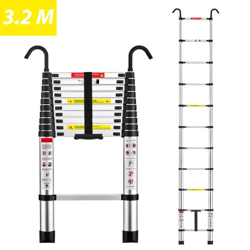 Échelle Télescopique Pliante En Aluminium De 3,2 Mètres, Capacité De Charge Maximale De 150