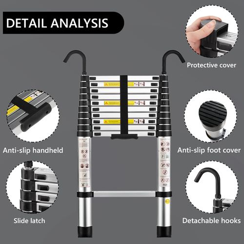 Échelle Télescopique Pliante En Aluminium De 3,2 Mètres, Capacité De Charge Maximale De 150