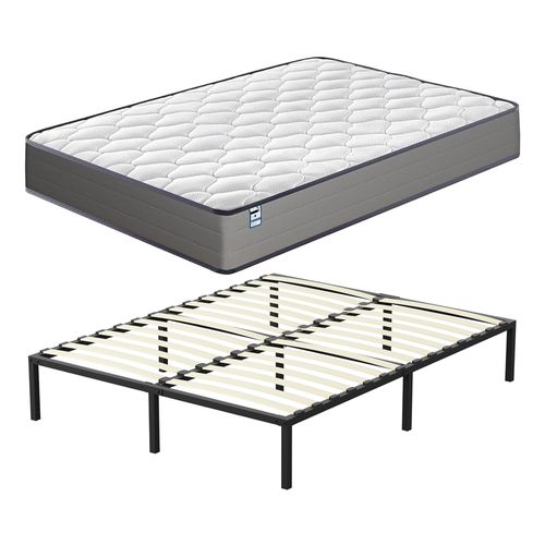 Ensemble Matelas à Ressorts 140x200cm Epaisseur 20 cm + sommier à Lattes Sur Pieds