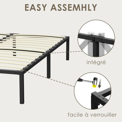 Ensemble Matelas à Ressorts 140x200cm Epaisseur 20 cm + sommier à Lattes Sur Pieds