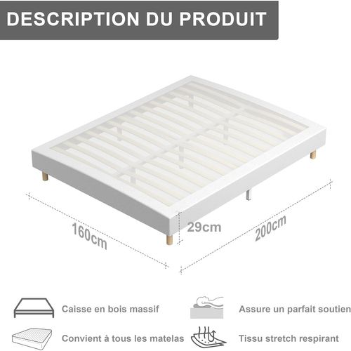 Ensemble Matelas Mousse 160x200 cm Epaisseur 22 cm + Sommier tapissier