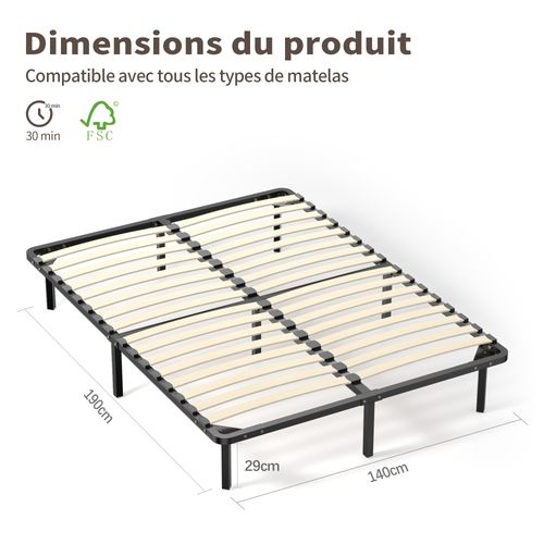 Ensemble Matelas Mousse 160x200 cm Epaisseur 20 cm + cadre à lattes
