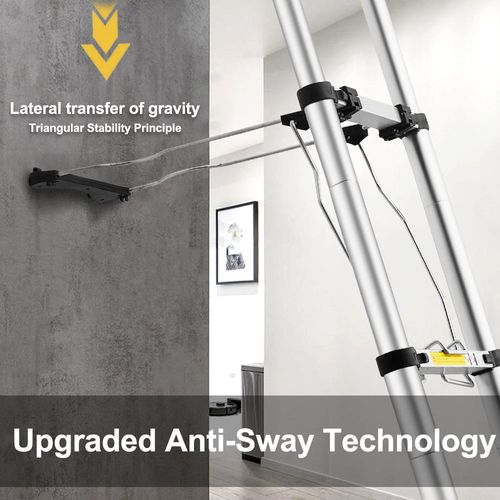 Échelle Télescopique Pliante De 5 Mètres Avec Stabilisateurs, Structure En Aluminium, Barres