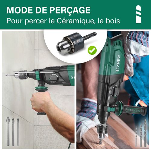 Perceuse à Percussion Sds Plus Filaire 950 W, Avec Jeu D'accessoires 16 Pièces, 0-1150 Tr/min/5100