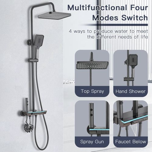Colonne De Douche Avec Éclairage D'ambiance, Écran LED, Réglage De La Température De L'eau
