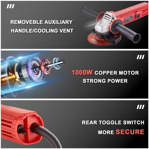 Meuleuse D'angle 1000 Watt, 12000 Rpm (disque De 125 Mm) Pour Couper Et Poncer, Polir, Le Métal, Le