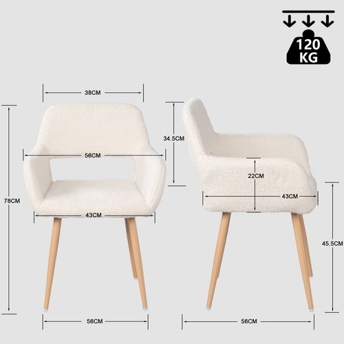 Lot De 4 Chaises De Salle À Manger Scandinave Assise Rembourrée En Boulette, Beige