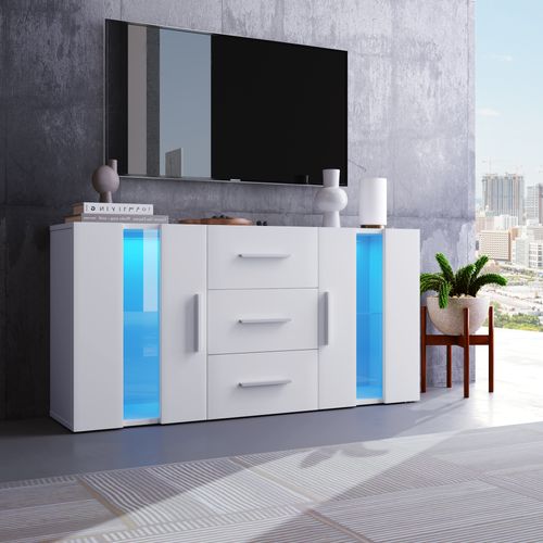 Buffet LED 2 Portes 3 Tiroirs Colors Blanc