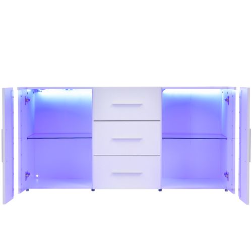 Buffet LED 2 Portes 3 Tiroirs Colors Blanc