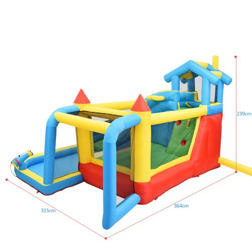 Château Gonflable Enfant -gonfleur, Sac Transport-avec Toboggan-aire De Saut-piscine-filet De Foot