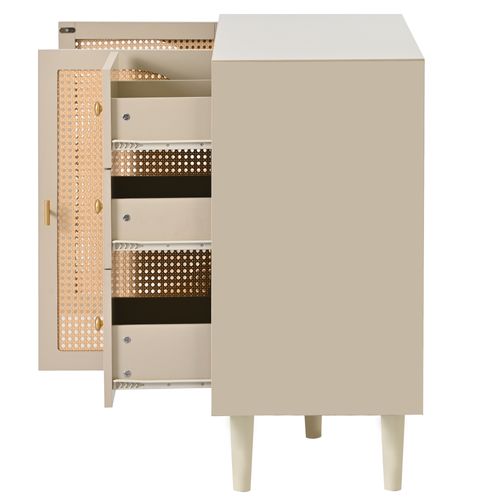 Buffet De Salon/salle à Manger, 2 Porte, 3 Tiroirs, Couleur Beige