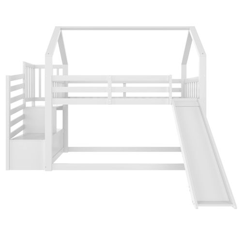 Lit Mezzanine Avec Toboggan Cabane 90 X 200 Cm Blanc
