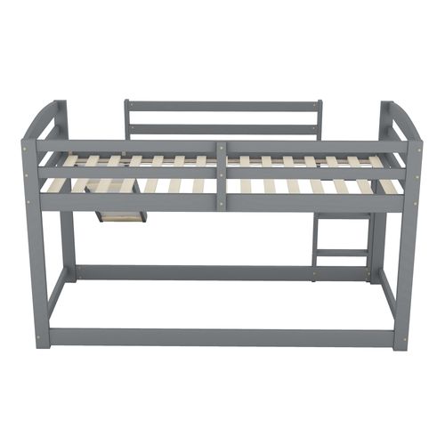 Lit Mezzanine Avec Toboggan 90 X 200 Cm Gris