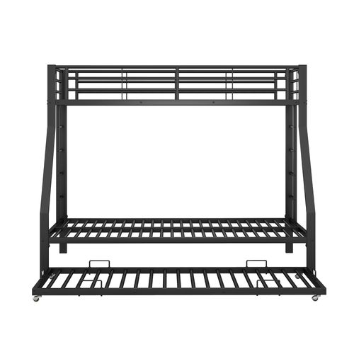 Lit Superposé, Lit En Métal Avec Lit Gigogne, Avec Échelle 90 (140) X 200 Cm, Noir