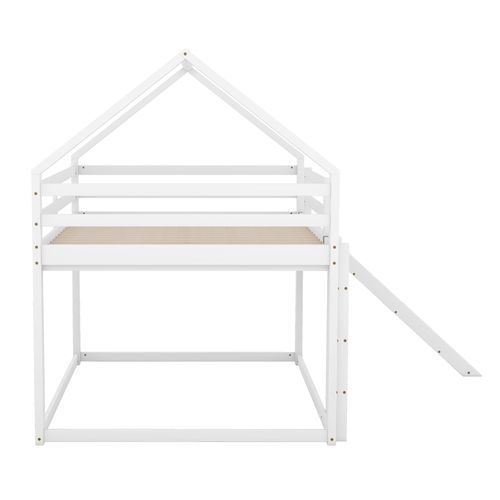 Lit Mezzanine Avec Toboggan Cabane 90 X 200 Cm Blanc