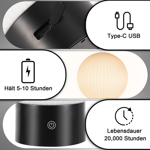 Lampe De Table Rechargeable Lampe De Chevet Tactile Blanche Ip44  Pour Chambre Salle De Bain