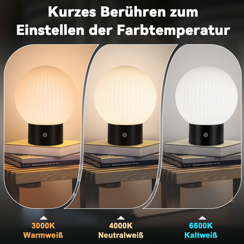 Lampe De Table Rechargeable Lampe De Chevet Tactile Blanche Ip44  Pour Chambre Salle De Bain