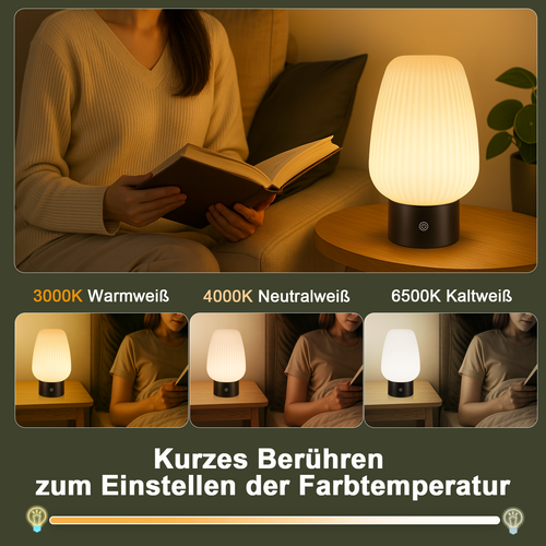 Lampe De Table Tactile Lampe De Chevet Blanche Ip44 Avec 3 Températures Pour Chambre Et Cuisine