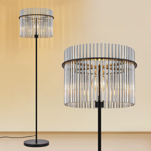 Lampadaire Salon Lampadaire Noir Lampadaire Métal Avec Interrupteur Au Pied E27 154cm