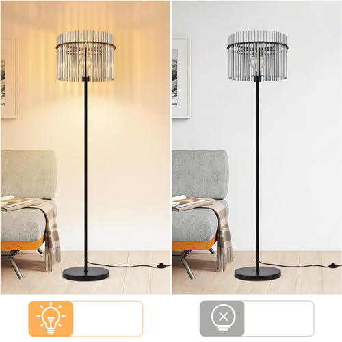 Lampadaire Salon Lampadaire Noir Lampadaire Métal Avec Interrupteur Au Pied E27 154cm