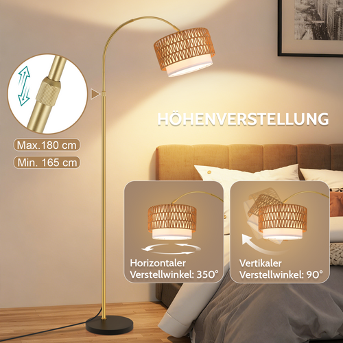 Lampadaire De Salon Vintage Intensité Variable Lampadaire Arc Rotation à 350° Pour Chambre Ou Bureau