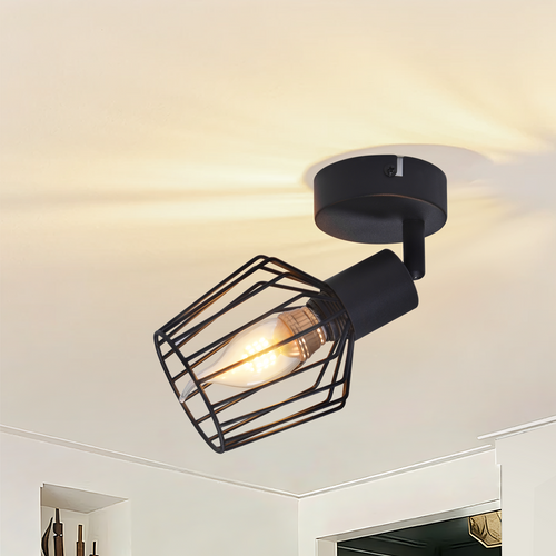 Spot De Plafond 1 Lumière Spot Noir E14 En Métal Pour Chambre à Coucher