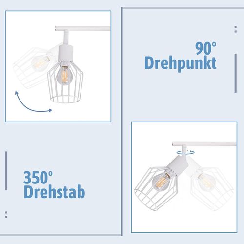 Spot Blanc Vintage 3 Lumières Orientable à 350° E14 Pour Salon