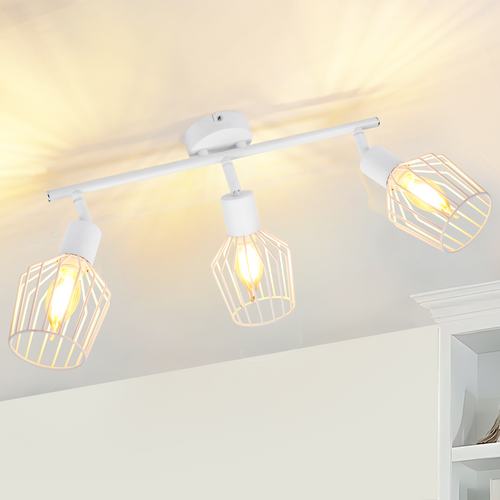 Spot Blanc Vintage 3 Lumières Orientable à 350° E14 Pour Salon