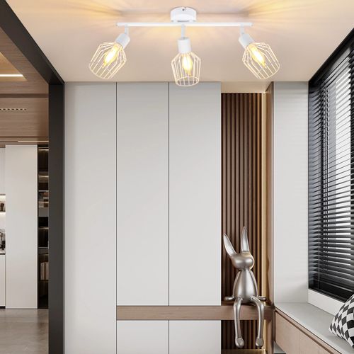 Spot Blanc Vintage 3 Lumières Orientable à 350° E14 Pour Salon