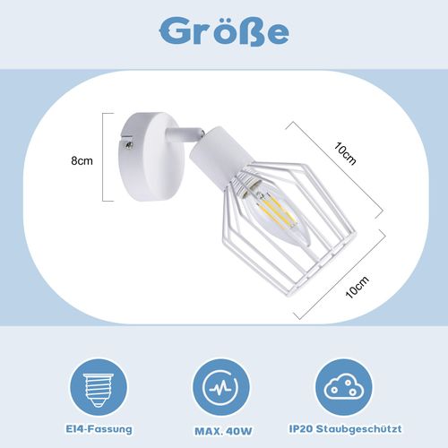 Spot Salon Vintage 1 Lumière E14 Spot Blanc Pour Chambre