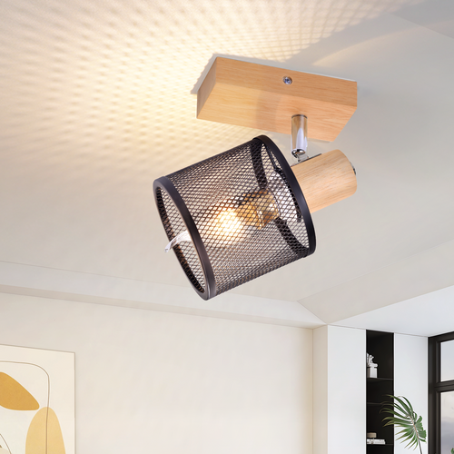 Spot De Plafond 1 Lumière Spot Noir Orientable 350° Pour Chambre