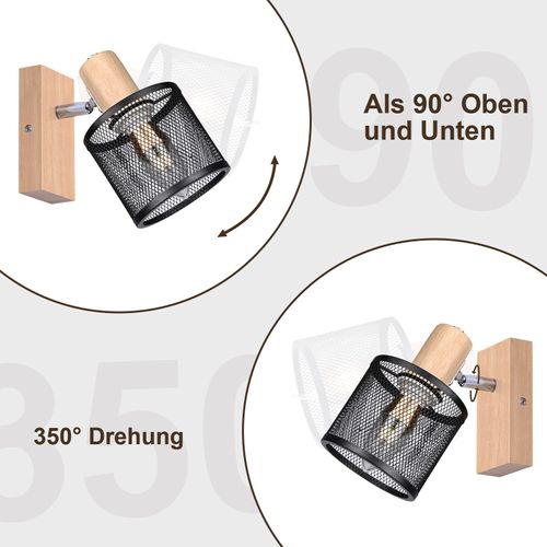 Spot De Plafond 1 Lumière Spot Noir Orientable 350° Pour Chambre