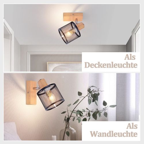 Spot De Plafond 1 Lumière Spot Noir Orientable 350° Pour Chambre