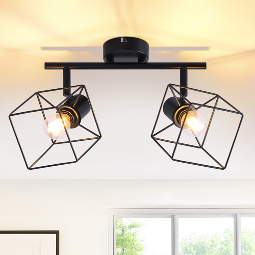 Spot De Plafond 2 Lumières 350° Orientable Vintage Métal Plafonnier Salon