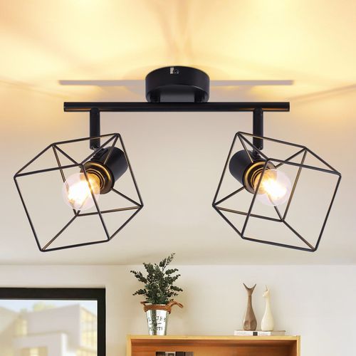 Spot De Plafond 2 Lumières 350° Orientable Vintage Métal Plafonnier Salon
