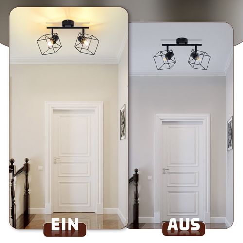 Spot De Plafond 2 Lumières 350° Orientable Vintage Métal Plafonnier Salon