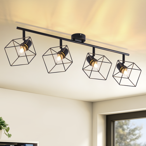 Spot De Plafond 4 Flammes 350° Orientable Vintage Métal Plafonnier Salon