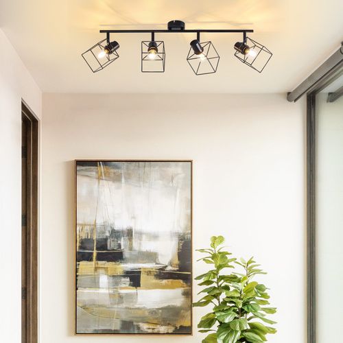 Spot De Plafond 4 Flammes 350° Orientable Vintage Métal Plafonnier Salon