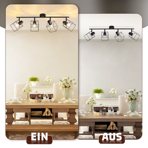 Spot De Plafond 4 Flammes 350° Orientable Vintage Métal Plafonnier Salon