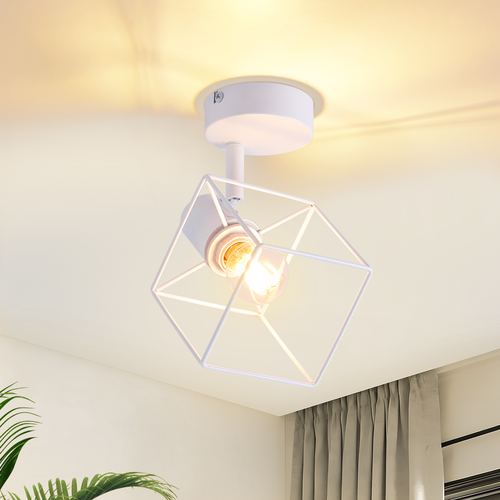 Plafonnier à 1 Lumière E14 350° Pivotable Vintage Métal Salon