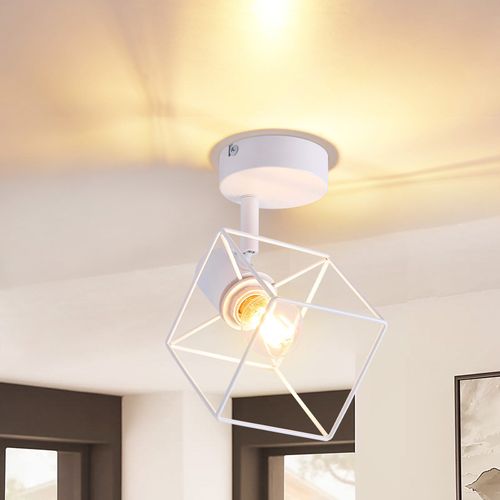 Plafonnier à 1 Lumière E14 350° Pivotable Vintage Métal Salon