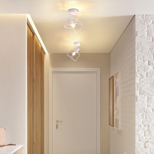 Plafonnier à 1 Lumière E14 350° Pivotable Vintage Métal Salon