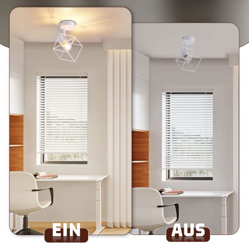 Plafonnier à 1 Lumière E14 350° Pivotable Vintage Métal Salon