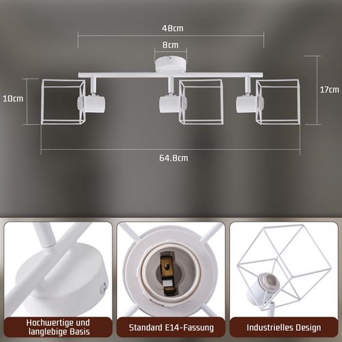 Plafonnier 3 Lumières 350° Plafonnier Rétro En Métal Orientable