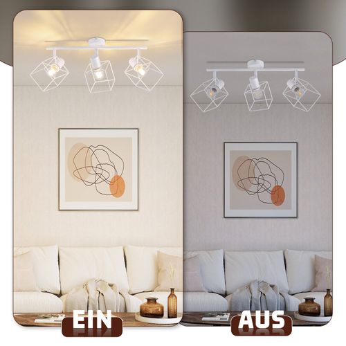 Plafonnier 3 Lumières 350° Plafonnier Rétro En Métal Orientable