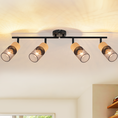 Spot De Plafond Vintage Noir 4 Lumières Orientables Pour Couloir