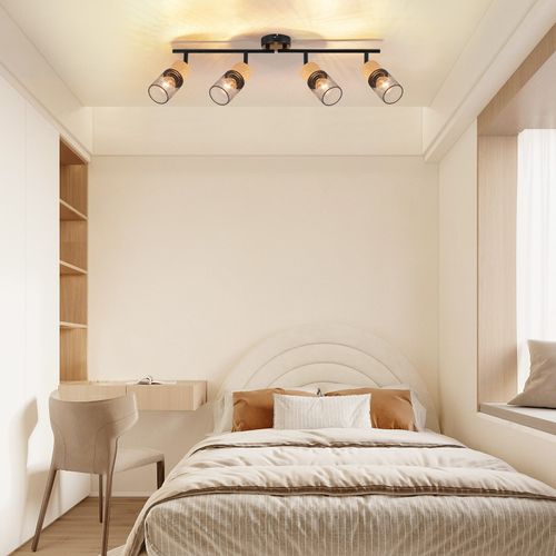 Spot De Plafond Vintage Noir 4 Lumières Orientables Pour Couloir