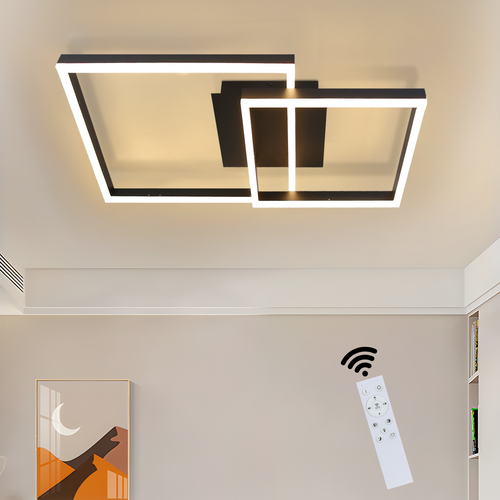 Plafonnier LED Noir Plafonnier Moderne 50w Dimmable Avec Télécommande
