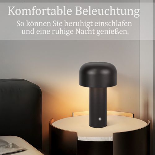 Lampe De Table LED Sans Fil Lampe De Chevet Tactile Moderne En Métal Noir